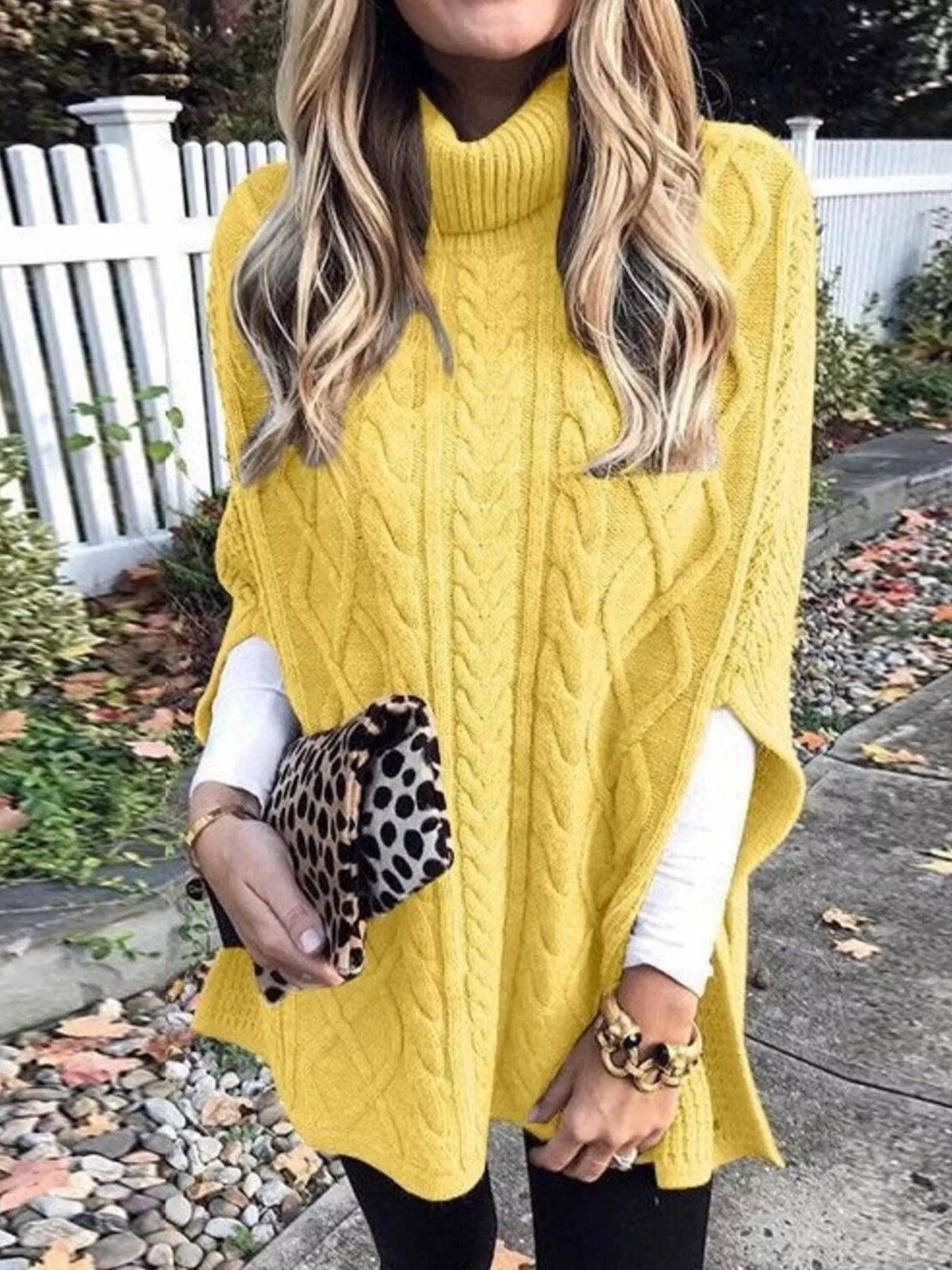 Margot Turtleneck Sweater Poncho Grey 8