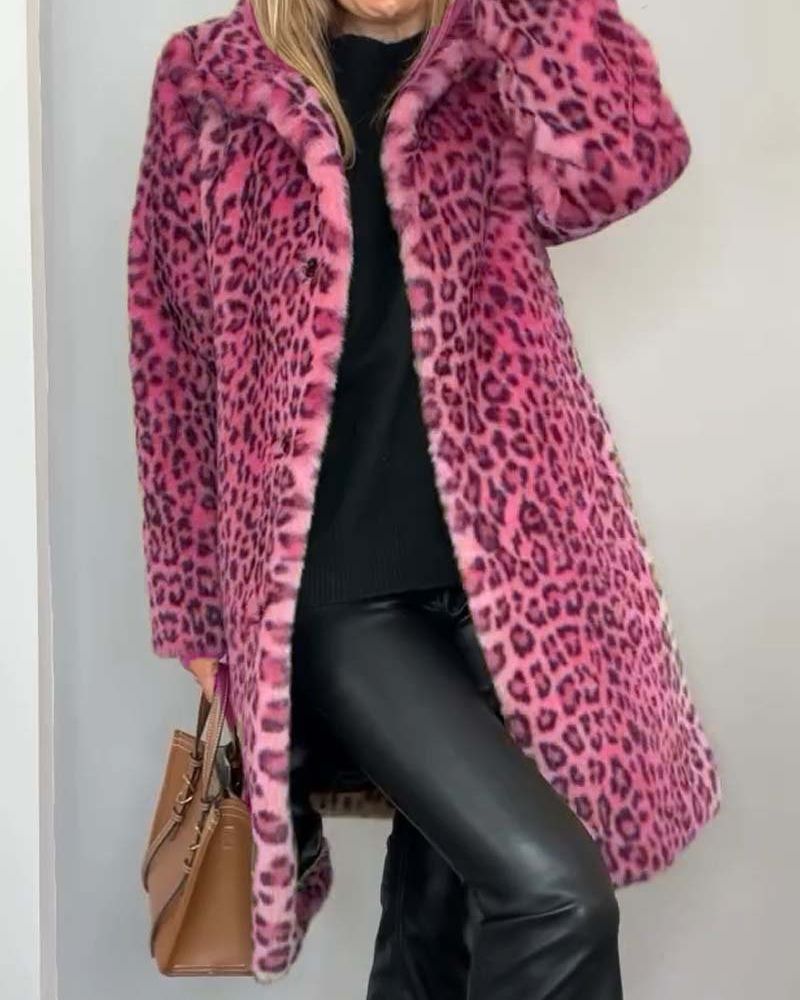 Chantelle Leopard Coat Pink 4