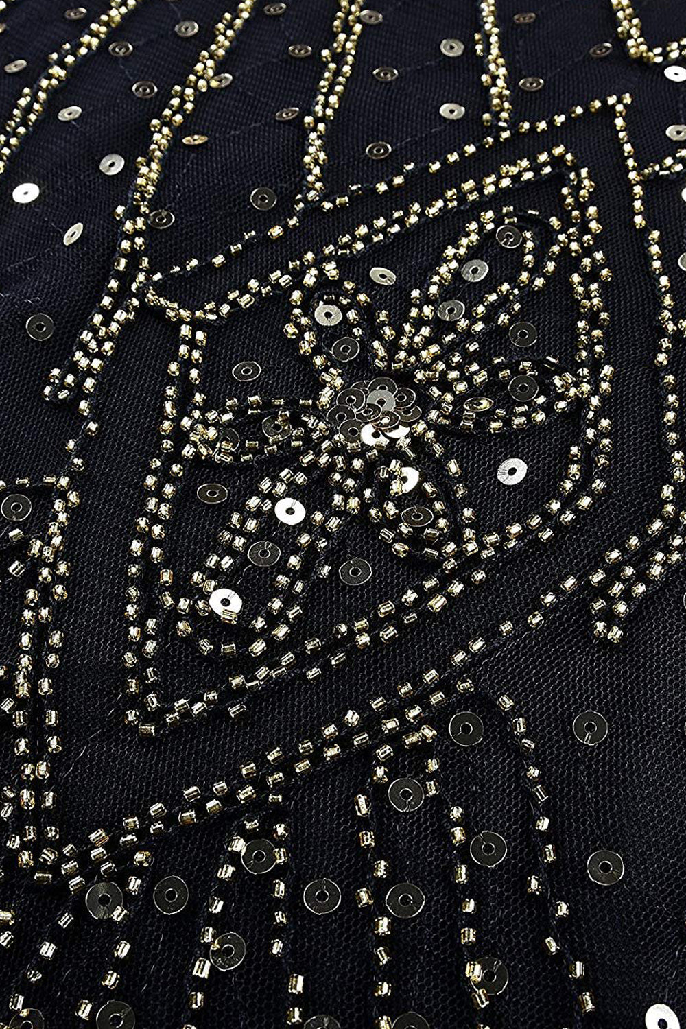 Gatsby Sequin Long Dress Black & Green 5