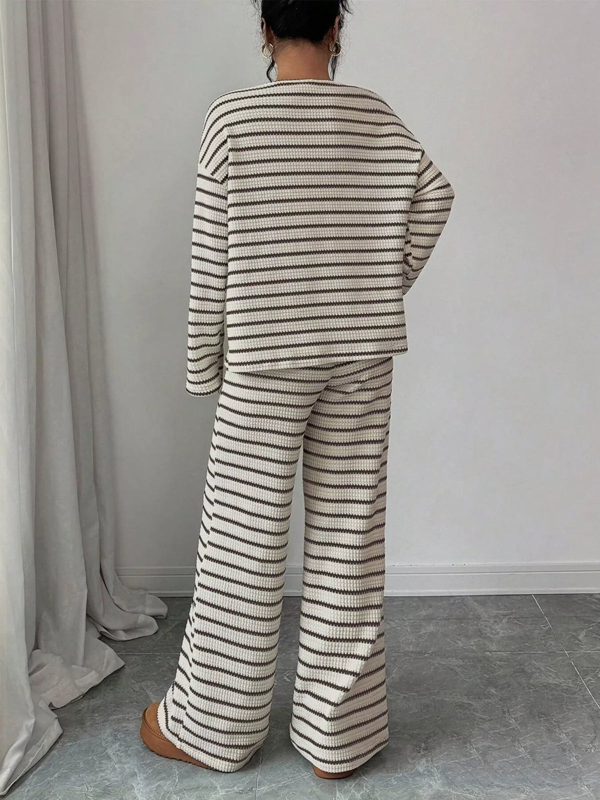 Esme Striped Knit Two-Piece Set Khaki 4