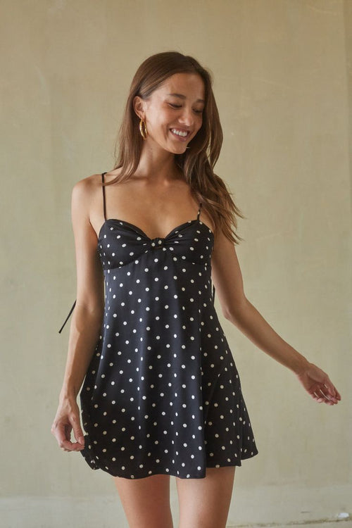 Ilona Polka Dot Mini Dress Black 1