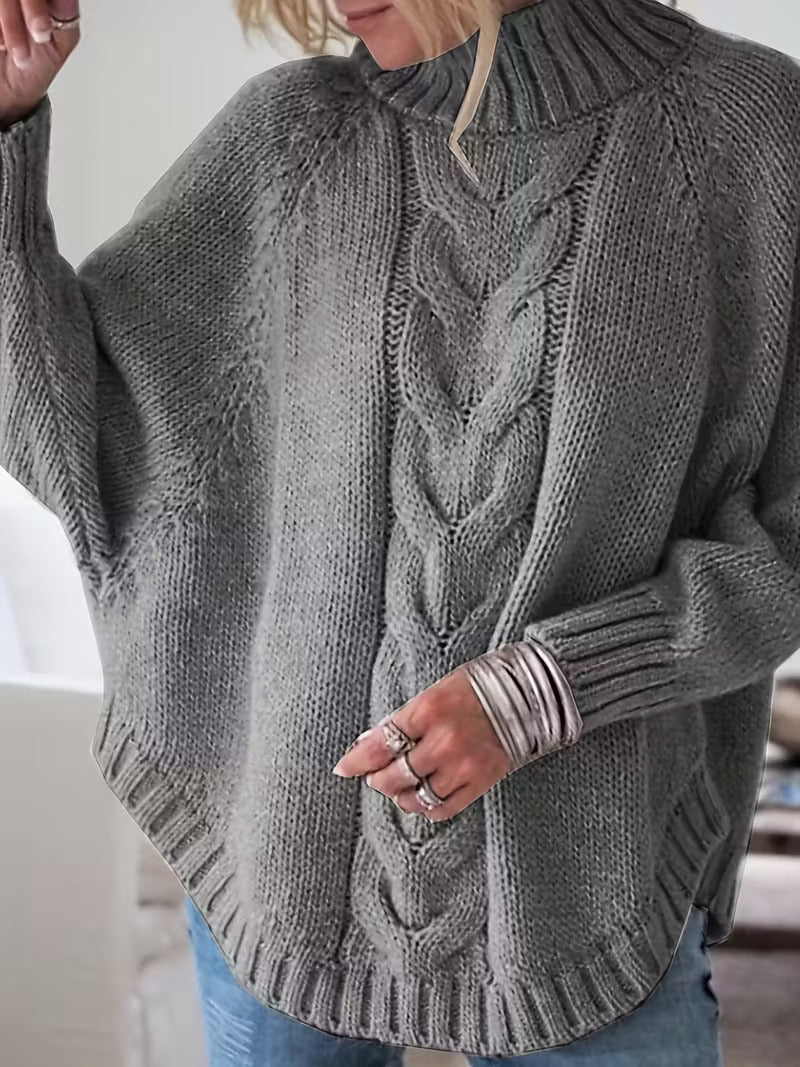 Pamella Cable Knit Oversized Sweater Dress Gray 7