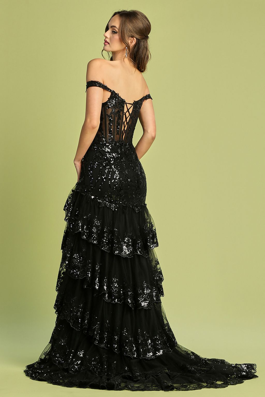 Arabella Sequin Corset Gown Emerald 2