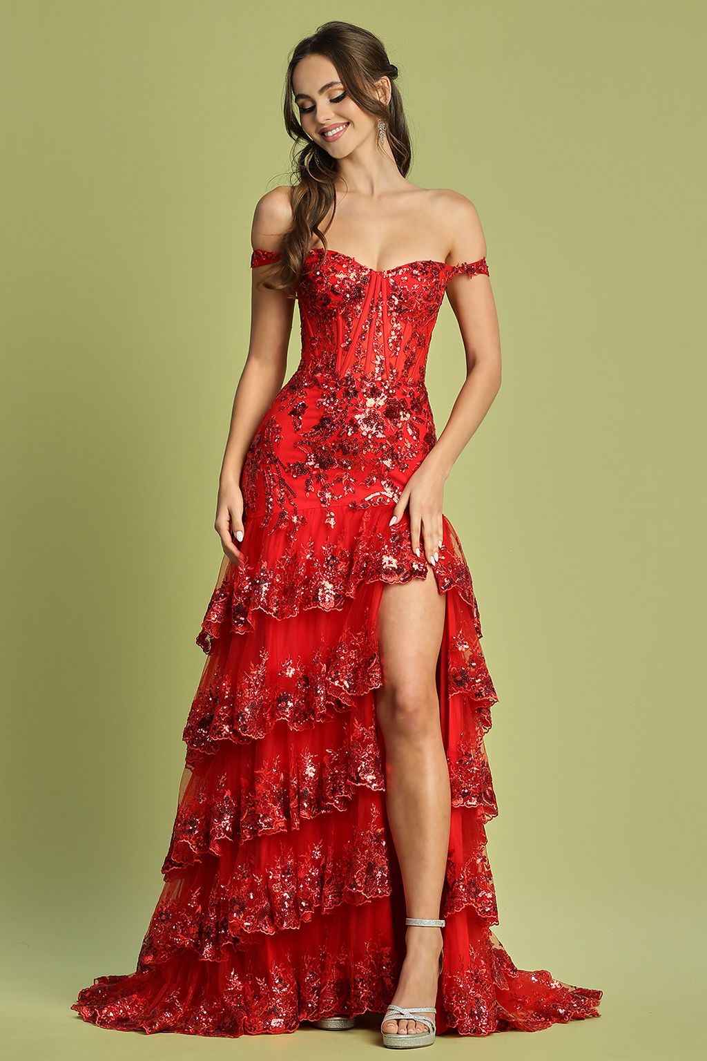 Arabella Sequin Corset Gown Emerald 5