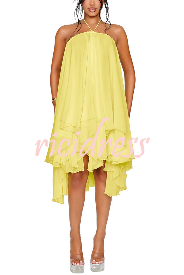 Margot Chiffon Halter Dress Pink 8