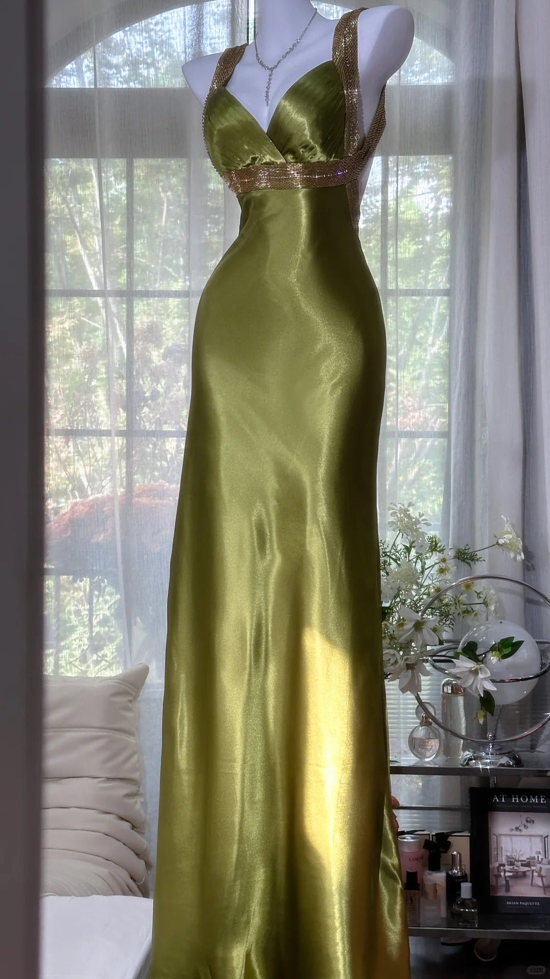 Vivienne Satin Mermaid Dress BURGUNDY 3