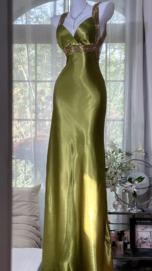 Vivienne Satin Mermaid Dress GREEN 1