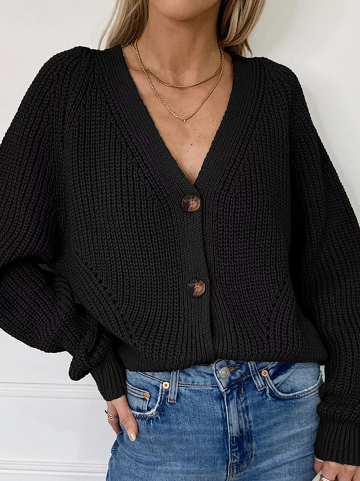 Margot Chunky Knit Cardigan in Khaki Blue 6