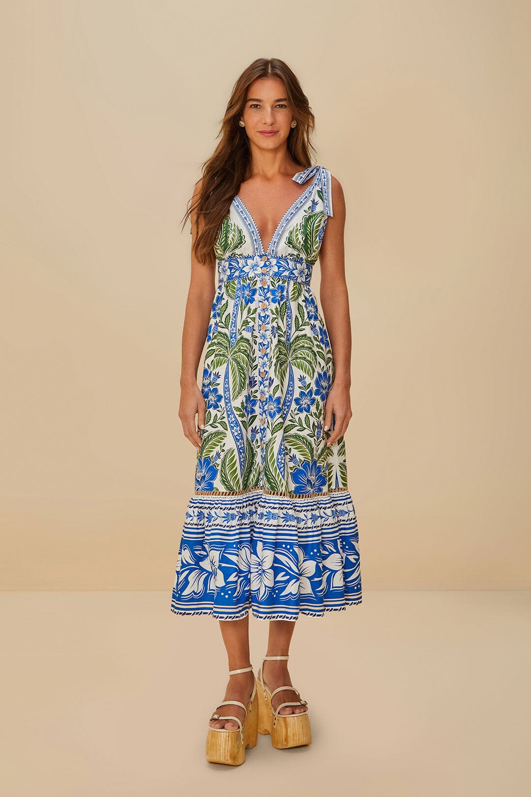 Isabelle Scallop Linen Maxi Dress White Tropicance Midi Dress 1