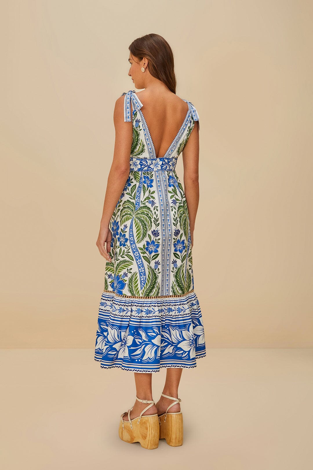 Isabelle Scallop Linen Maxi Dress White Tropicance Midi Dress 4