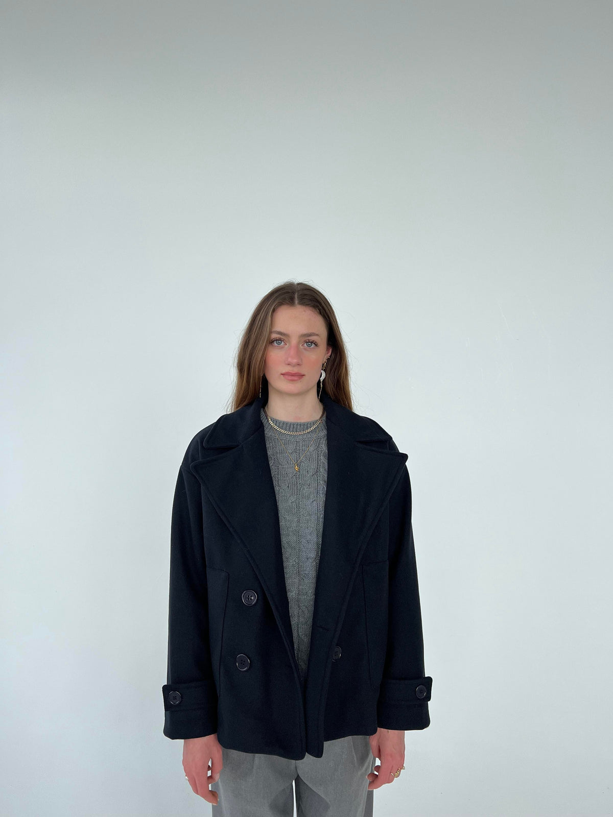 Ginalli Double-Breasted Wool Coat Dark navy 6