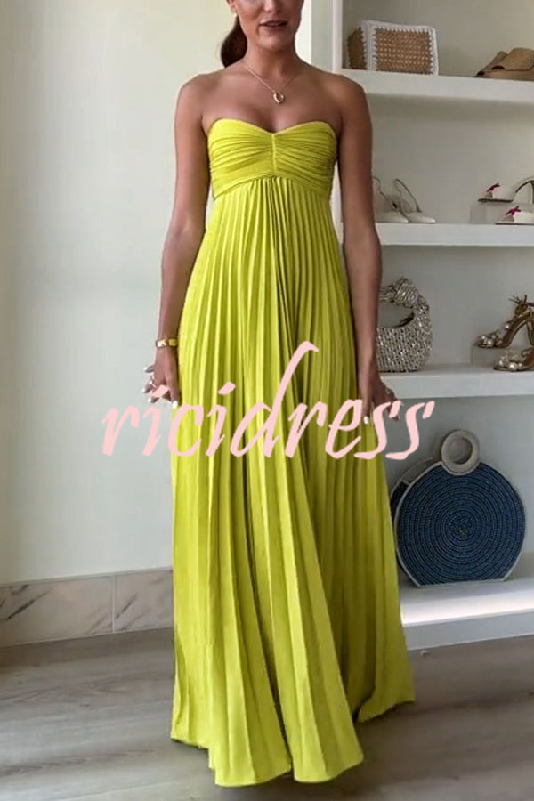 Arabella Pleated Off-Shoulder Maxi Dress Yellow 3