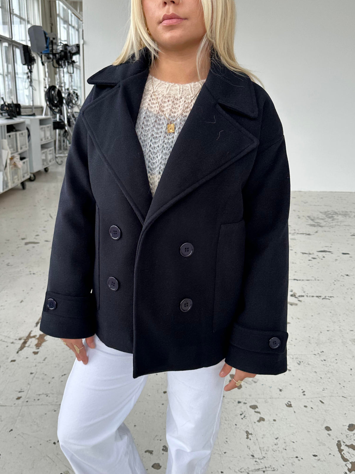 Ginalli Double-Breasted Wool Coat Dark navy 3