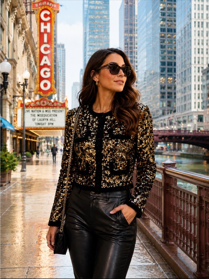 Seraphine Sequin Cropped Blazer Black 1