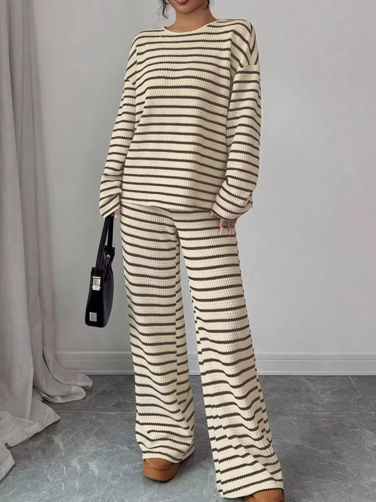 Esme Striped Knit Two-Piece Set Khaki 10
