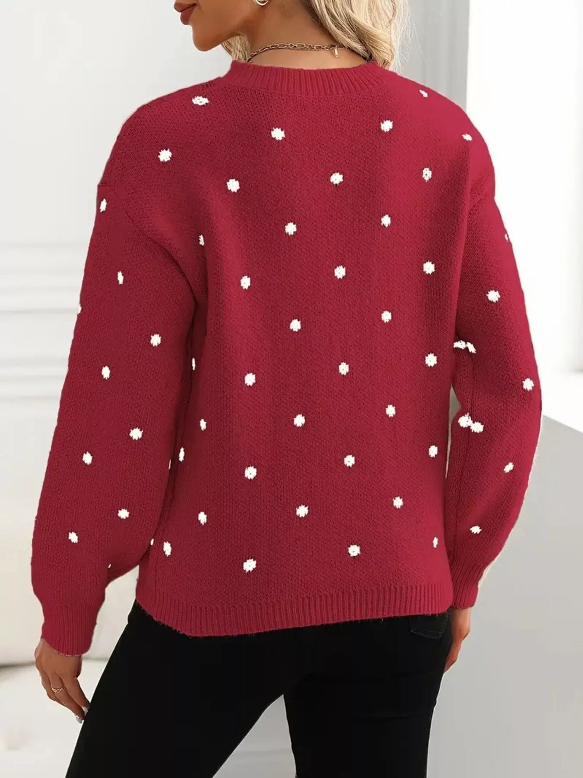Violet Knit Sweater in Polka Dot Pink 6