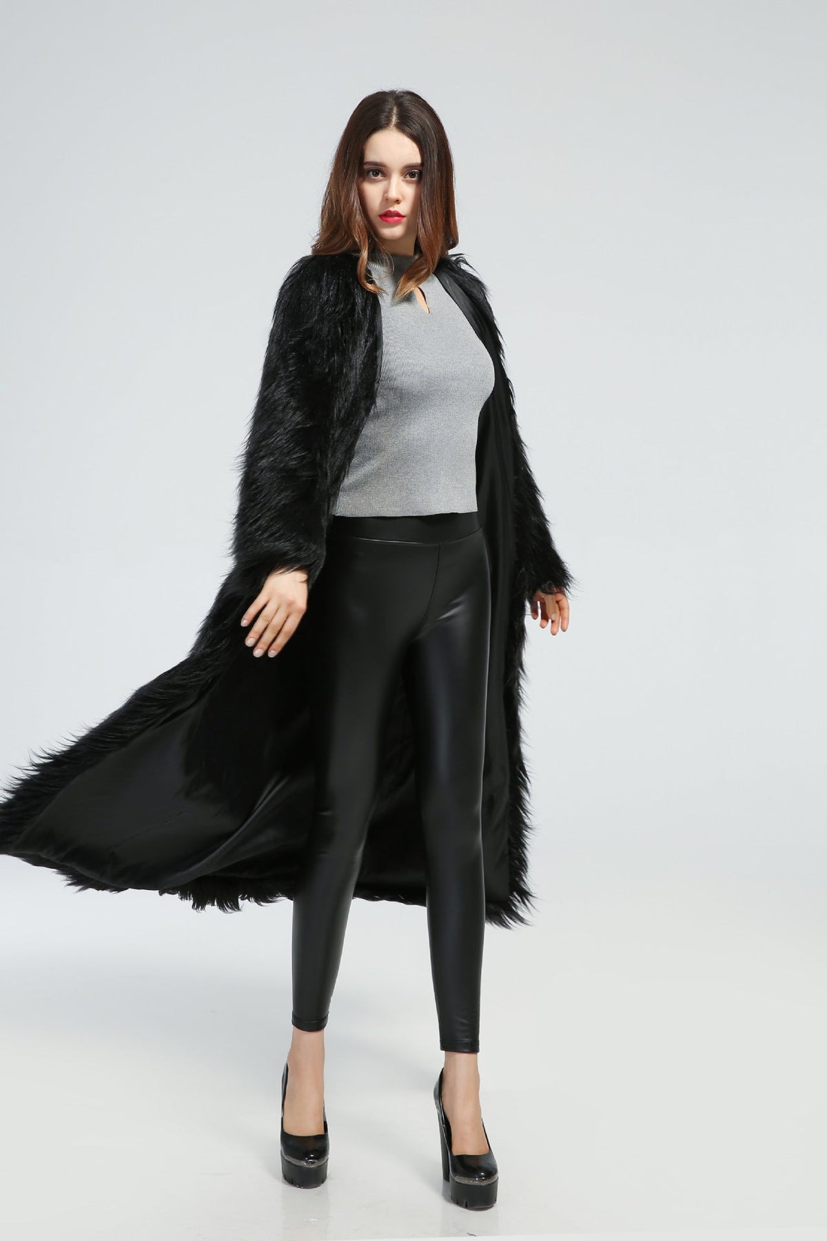 Rosalie Faux Fur Midi Dress Multi 6