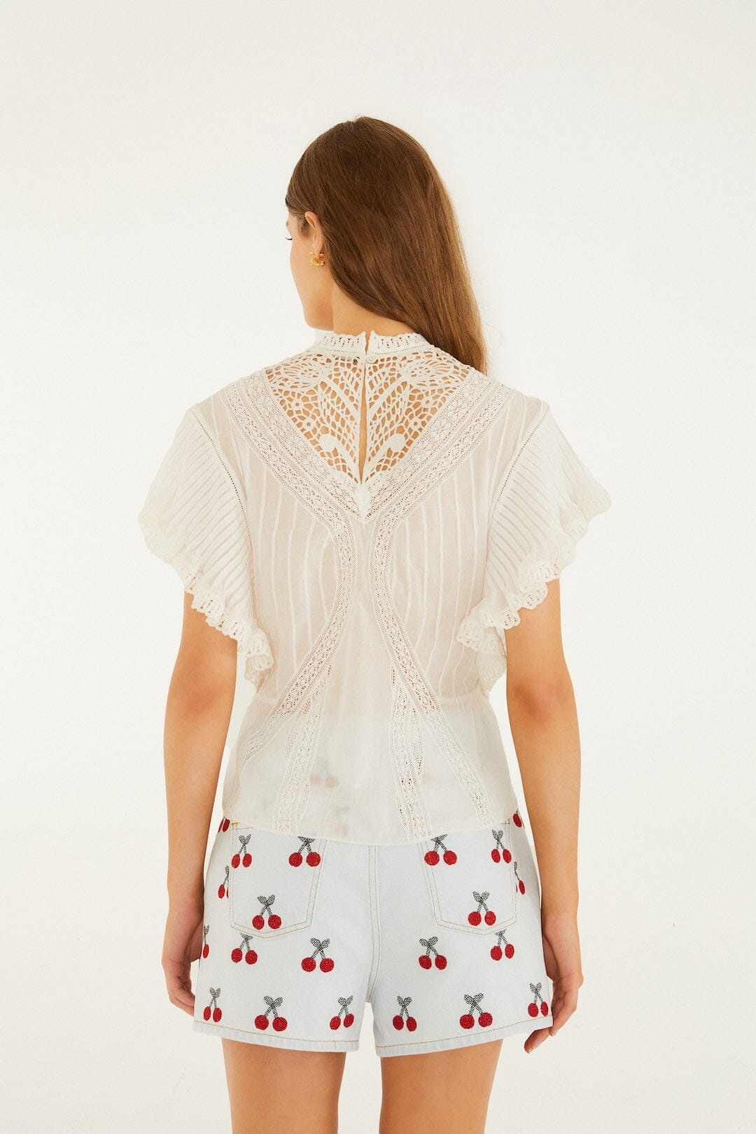 Isabelle Scallop Linen Maxi Dress White Blouse With Appliqués 3