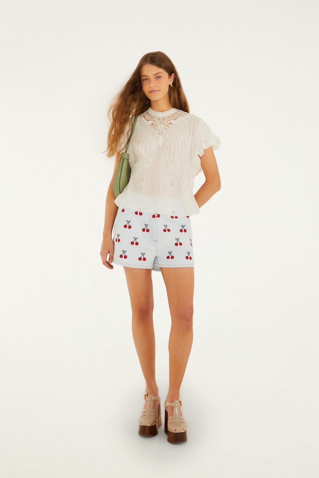 Isabelle Scallop Linen Maxi Dress White Blouse With Appliqués 4
