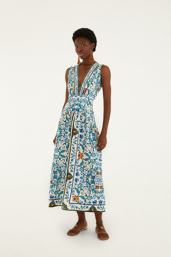 Isabelle Scallop Linen Maxi Dress