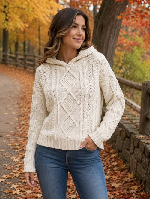 Margot Cable Knit Sweater Cream 1