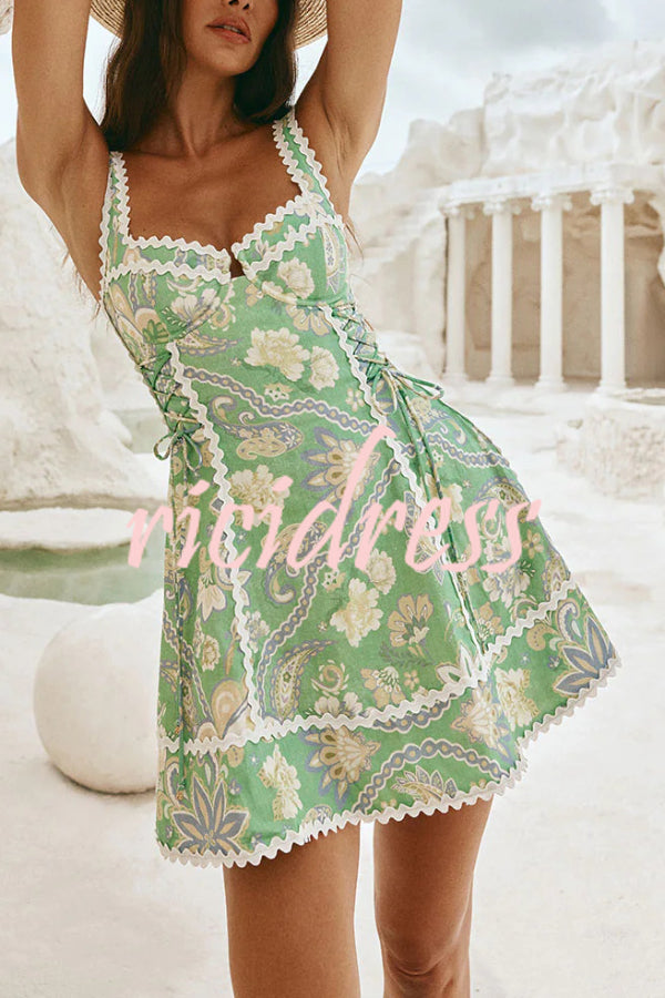 Margot Printed Mini Dress with Serrated Trim Multicolor 2