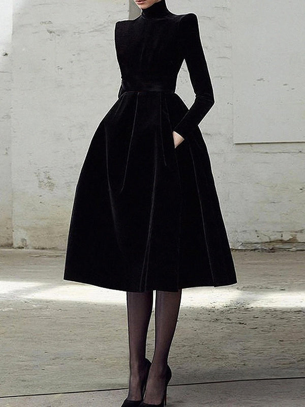 Coralie Long Sleeve Midi Dress BLACK 1