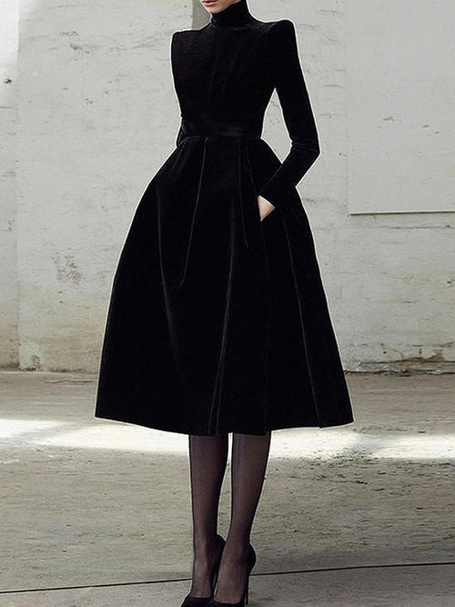 Coralie Long Sleeve Midi Dress BLACK 1