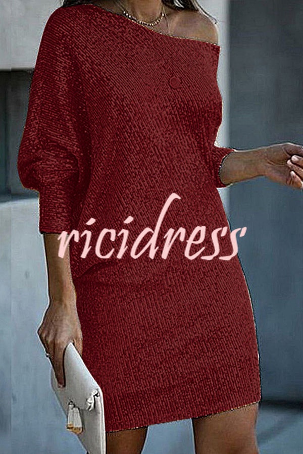 Vivienne Sequin Off-Shoulder Mini Dress Red 10