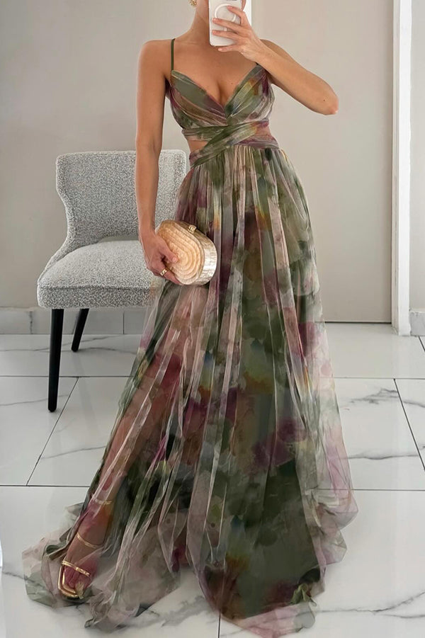 Giselle Tulle Floral Maxi Dress Purple 7