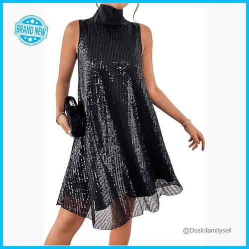 Margot Sequin Bow-Back Cocktail Dress Black 1