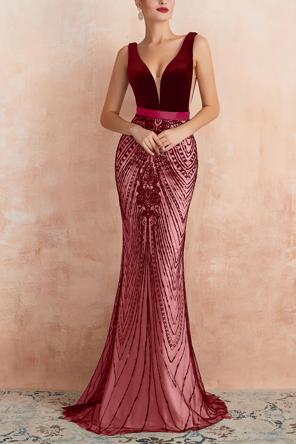 Valentina Sequin Backless Maxi Dress Green 7