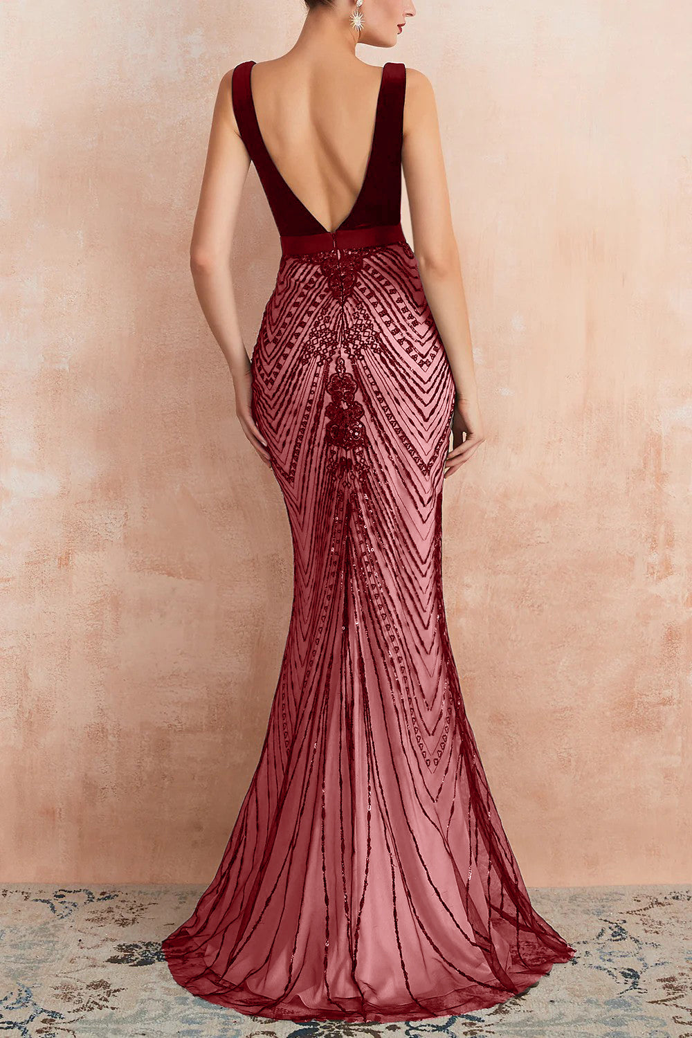 Valentina Sequin Backless Maxi Dress Green 8