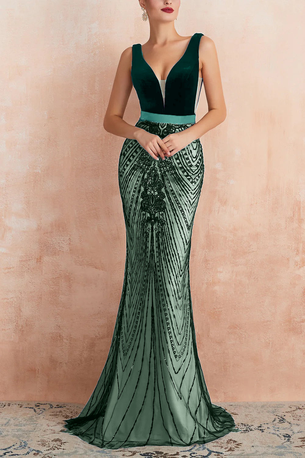 Valentina Sequin Backless Maxi Dress Burgundy 9