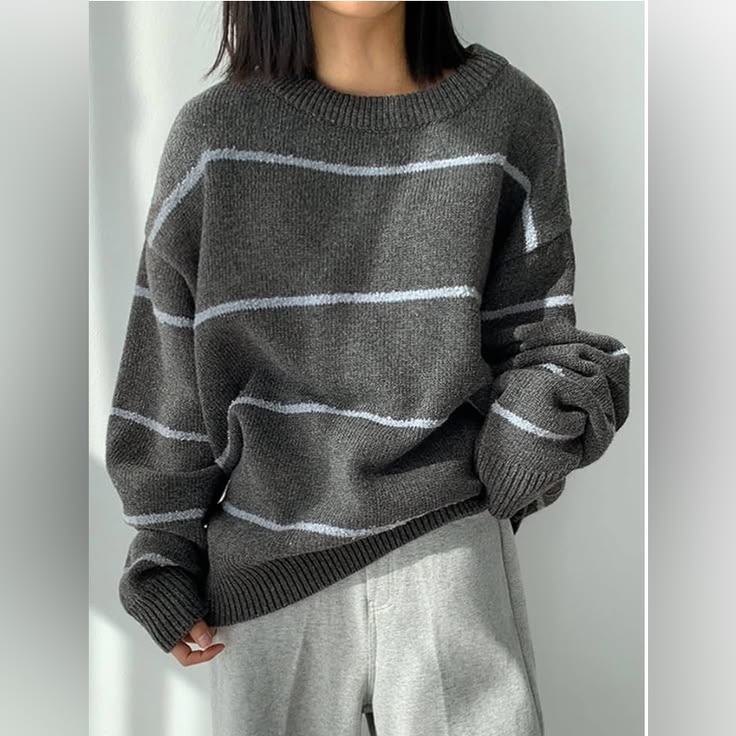 Beatrice Striped Knit Sweater White 1
