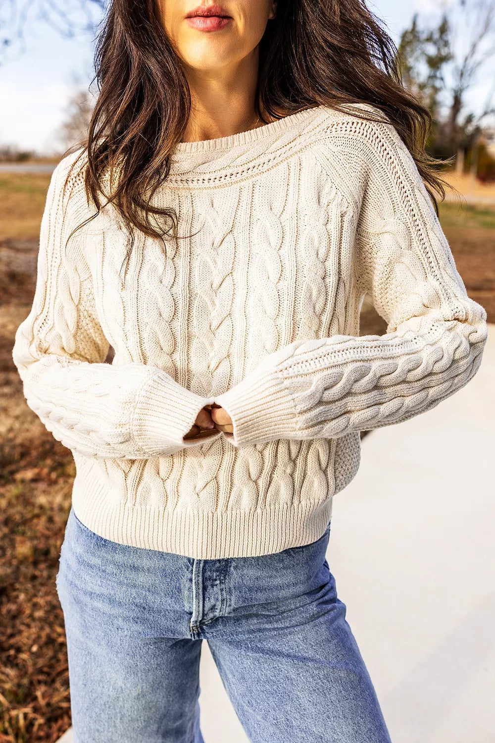 Margot Cable Knit Sweater Cream 6