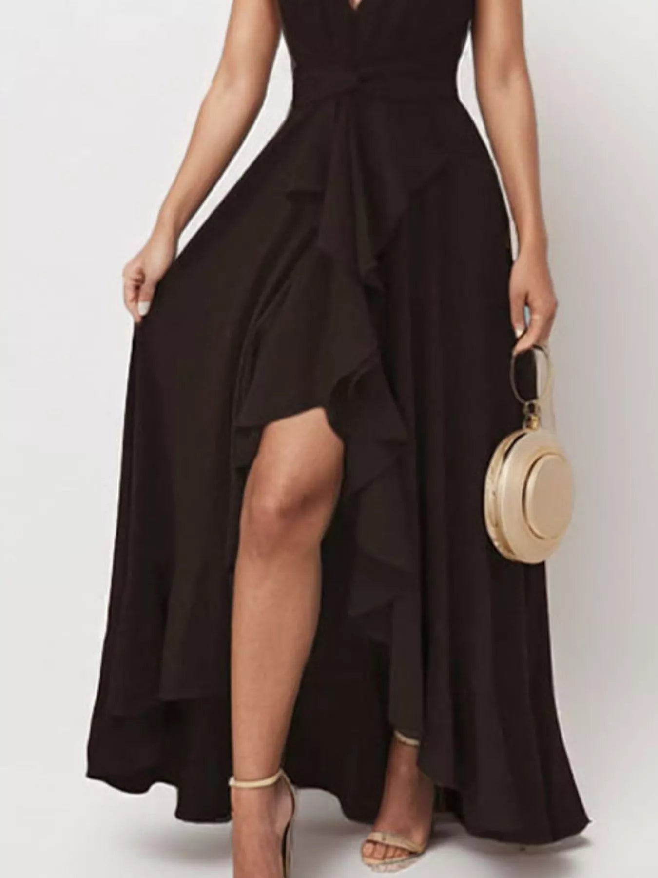 Ophelia Ruffled High-Low Maxi Dress Deep Red 6