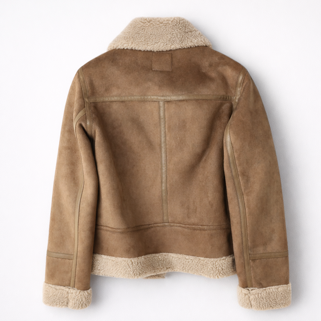 Caroline Shearling Aviator Jacket Black 4