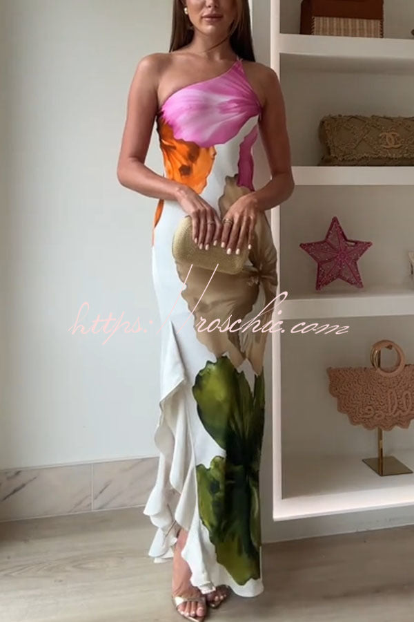 Margot Floral One-Shoulder Maxi Dress White 3