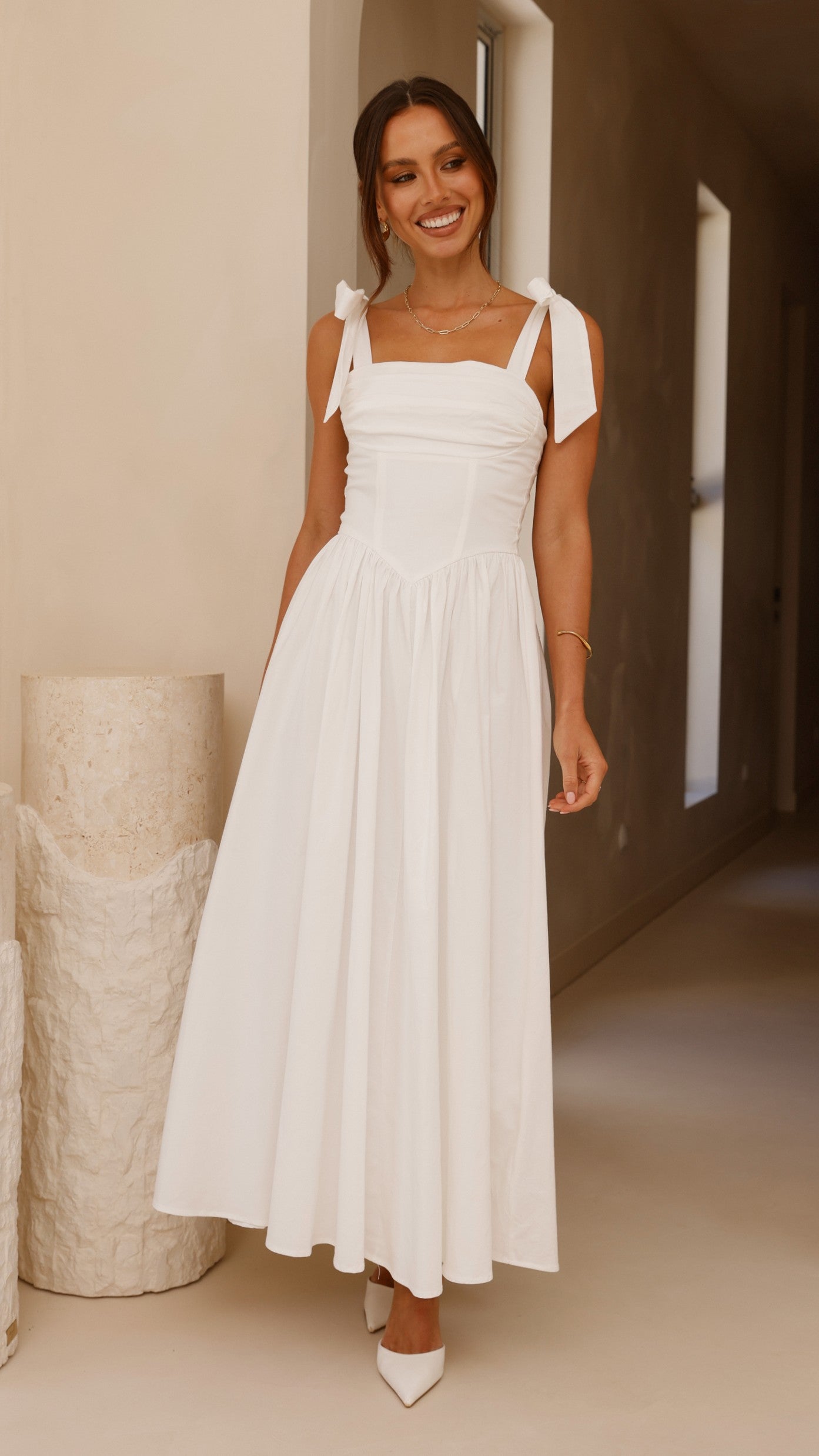 Haisley Pink Maxi Dress White 1