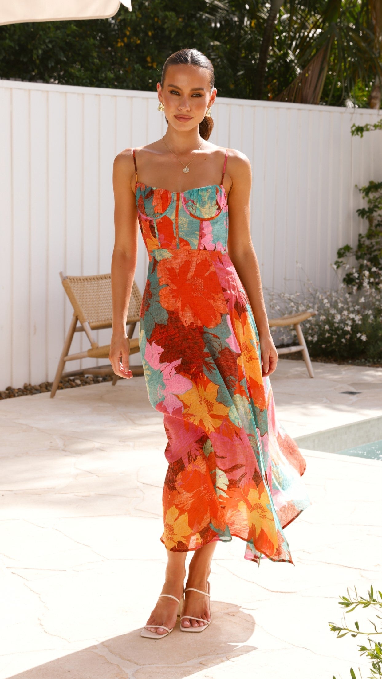 Rahima Floral Maxi Dress Orange Floral 10