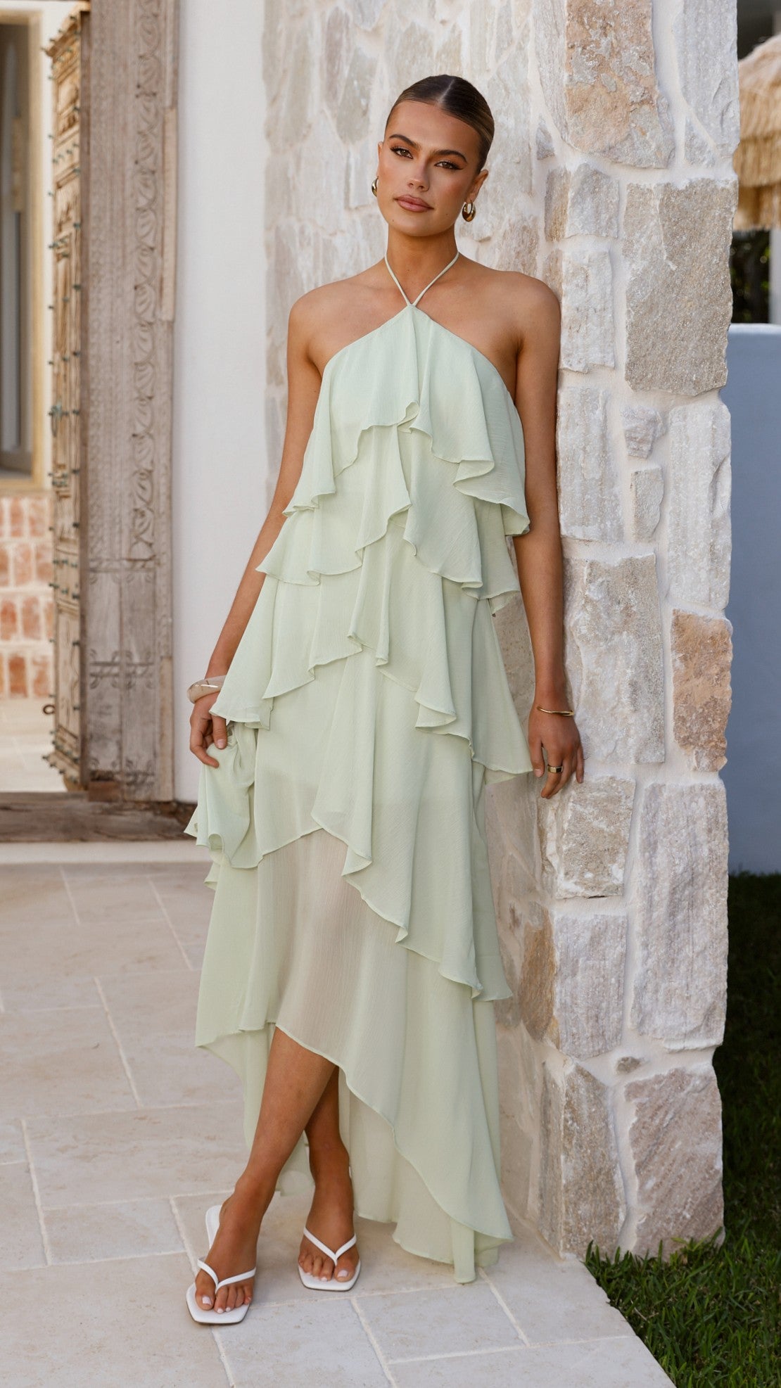 Margot Linen Maxi Dress in Sunshine Sage 3