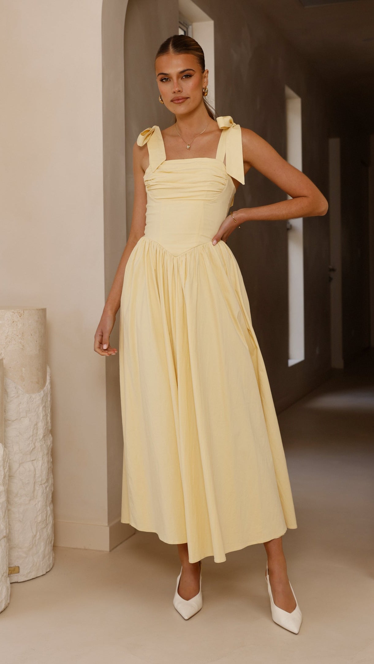 Haisley Pink Maxi Dress Yellow 1