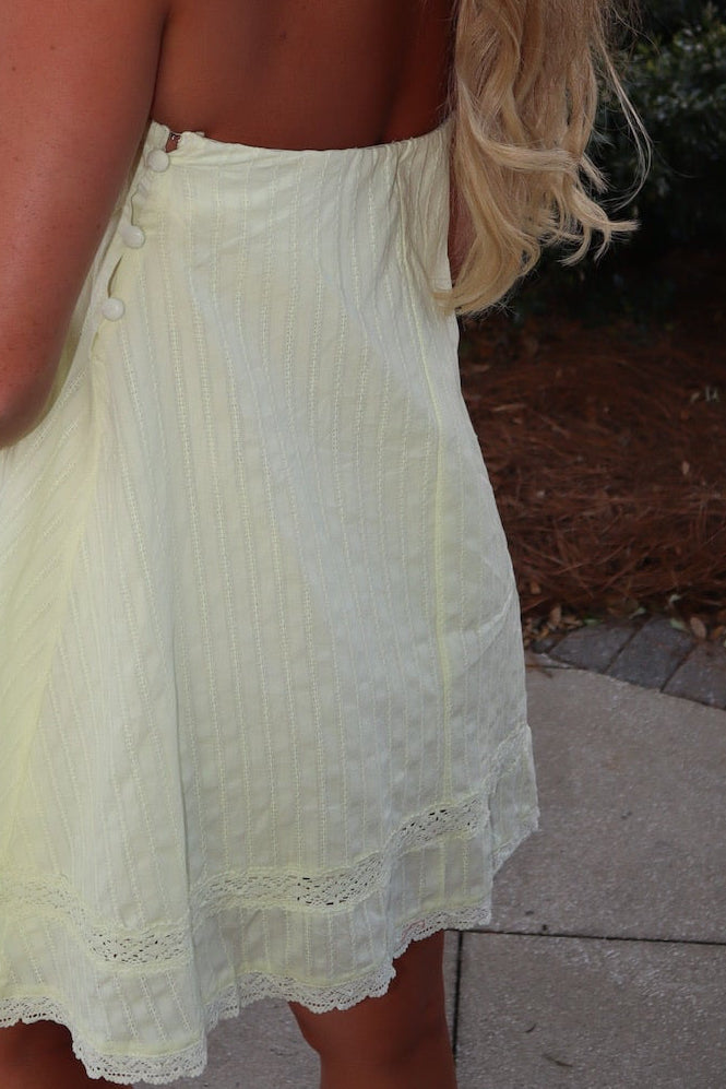 Valentina Mini Dress in Soft Linen Light Yellow 5