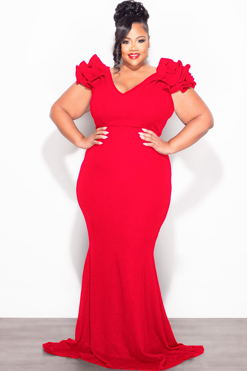 Ophelia Glitter Gown with Layered Sleeves Glitter Fabric) 1