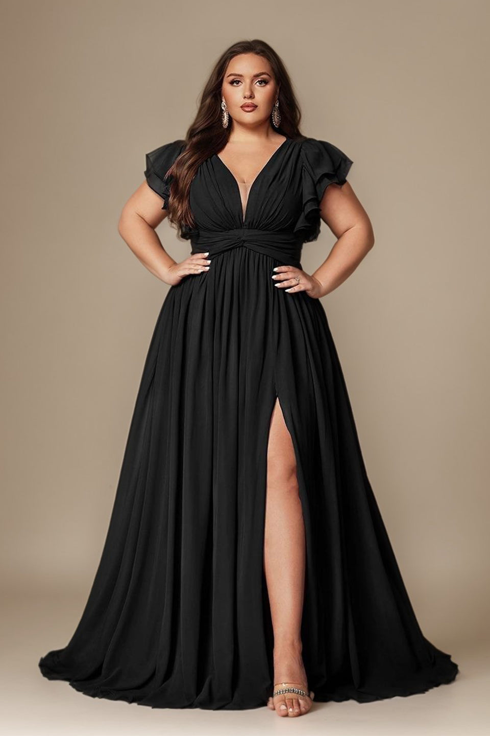 Valentina Ruffle Maxi Dress in Chocolate Orange 1