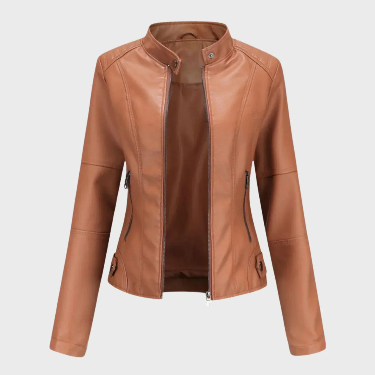 Sarah Faux Leather Jacket Camel 3