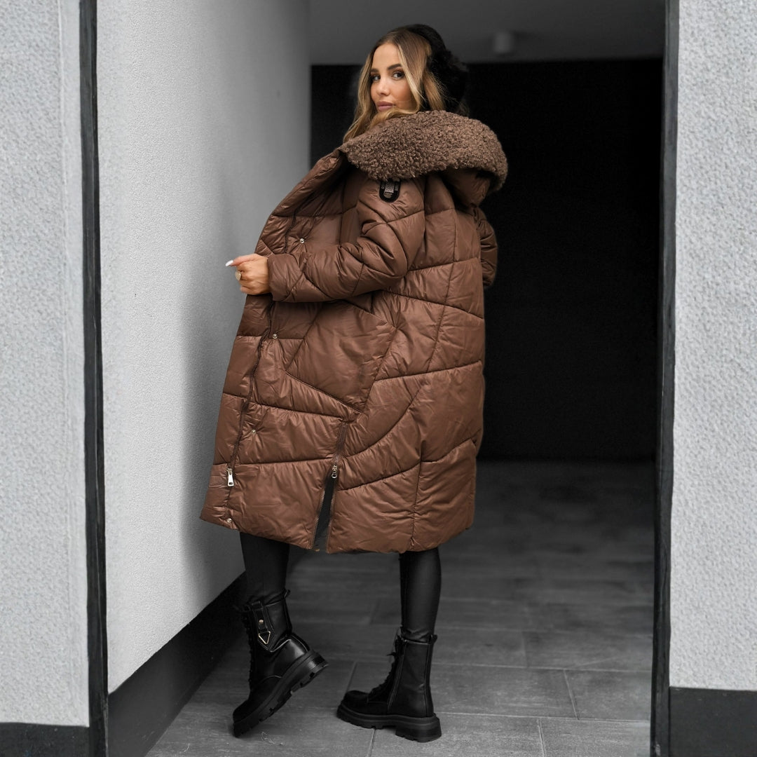 Alys Quilted Coat with Hood Black 5