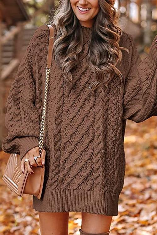 Margot Cable Knit Sweater Dress in Gray Orange 5