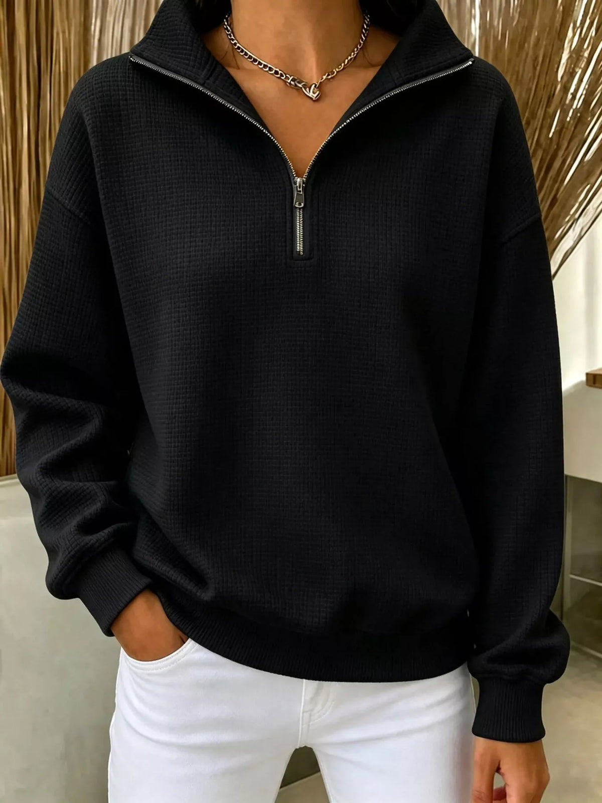 Margot Waffle Knit Sweatshirt Yellow 5